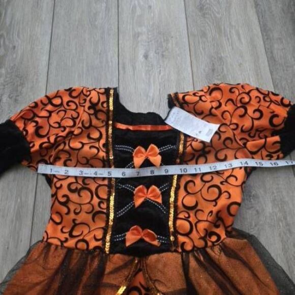 Girls Orange Witch Costume black beautiful dress size girls medium - Picture 7 of 9